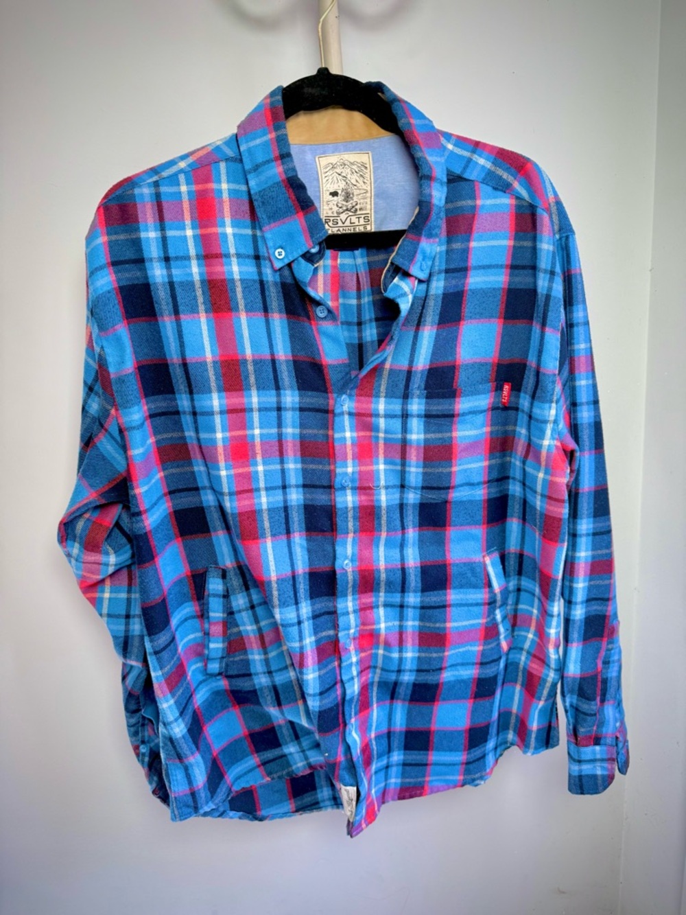 RSVLTS Blue and Pink Plaid Button-Down Shirt